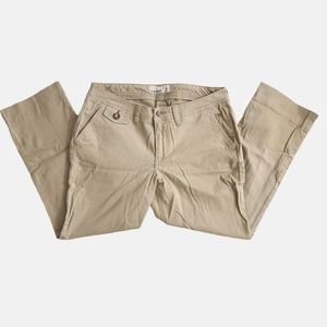Cropped Cotton Low Rise Waist Khaki